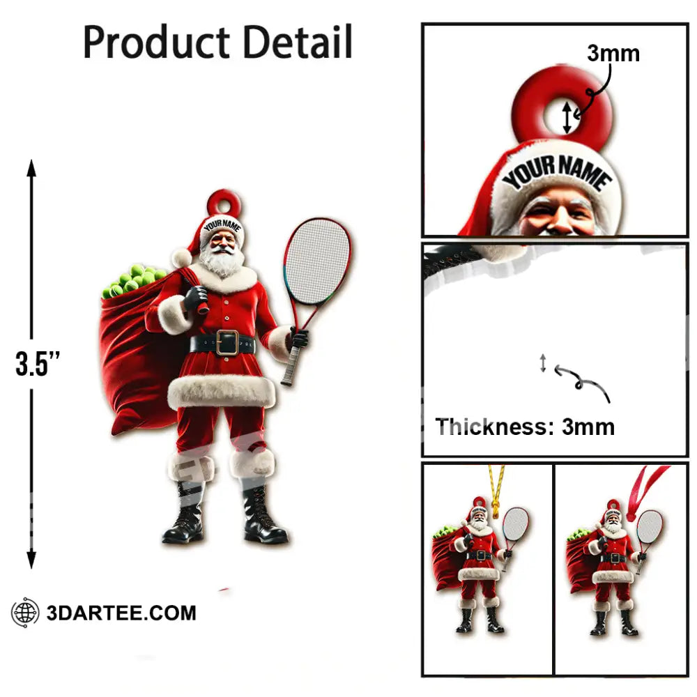 Custom Name Tennis Santa Ornament Christmas Gift