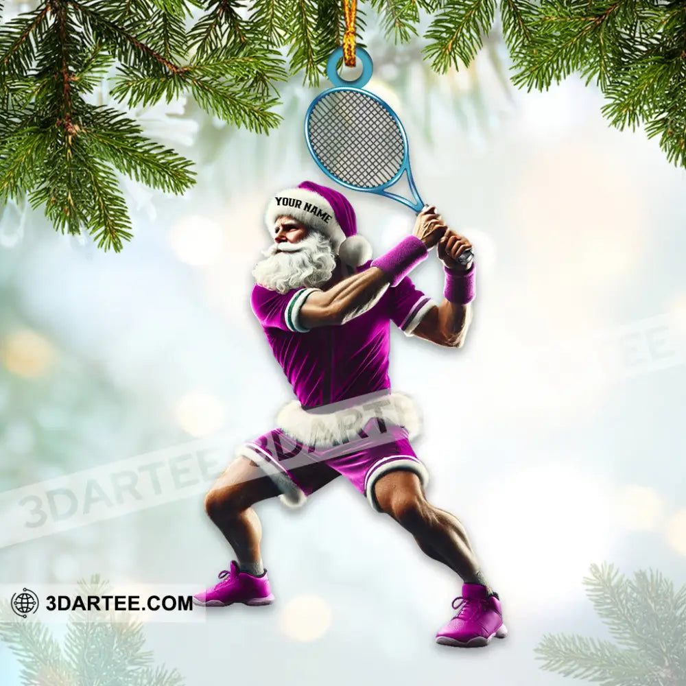 Custom Name Tennis Santa Ornament Christmas Gift