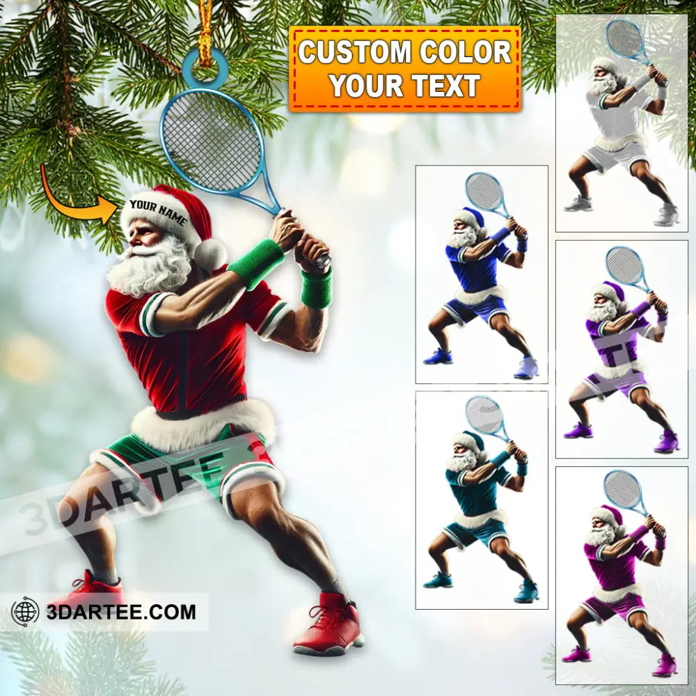 Custom Name Tennis Santa Ornament Christmas Gift