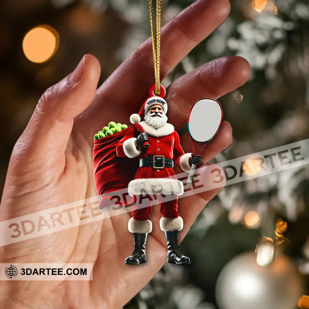 Custom Name Tennis Santa Ornament Christmas Gift