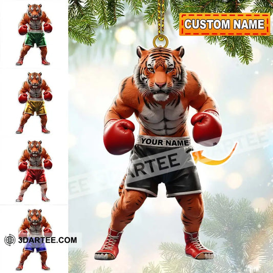 Custom Name Tiger Boxing Ornament Christmas Gift Decoration