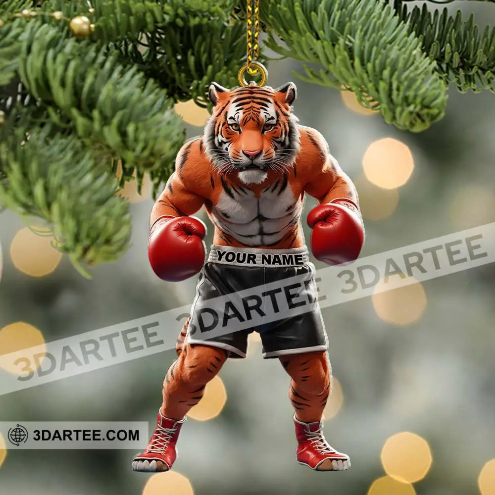 Custom Name Tiger Boxing Ornament Christmas Gift Decoration