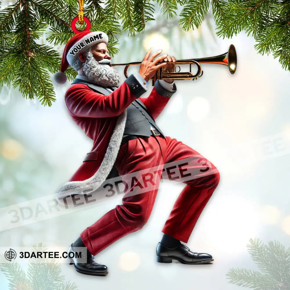 Custom Name Trumpet Santa Ornament Lover Christmas Gift 3.54’’ / 1