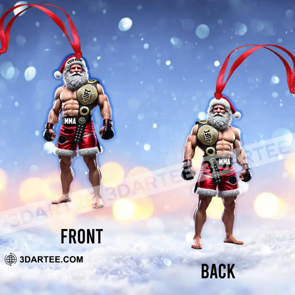 Custom Name Ufc Mma Santa Ornament Martial Arts Fight Lover Christmas Gift 3.54’’ / 1