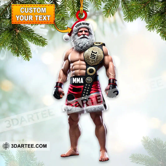 Custom Name Ufc Mma Santa Ornament Martial Arts Fight Lover Christmas Gift