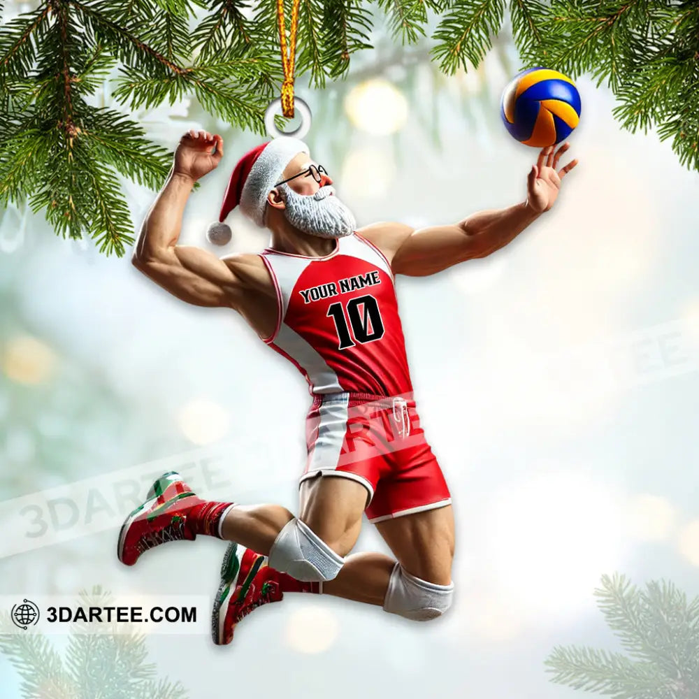 Custom Name Volleyball Santa Ornament Lover Christmas Gift 3.54’’ / 1