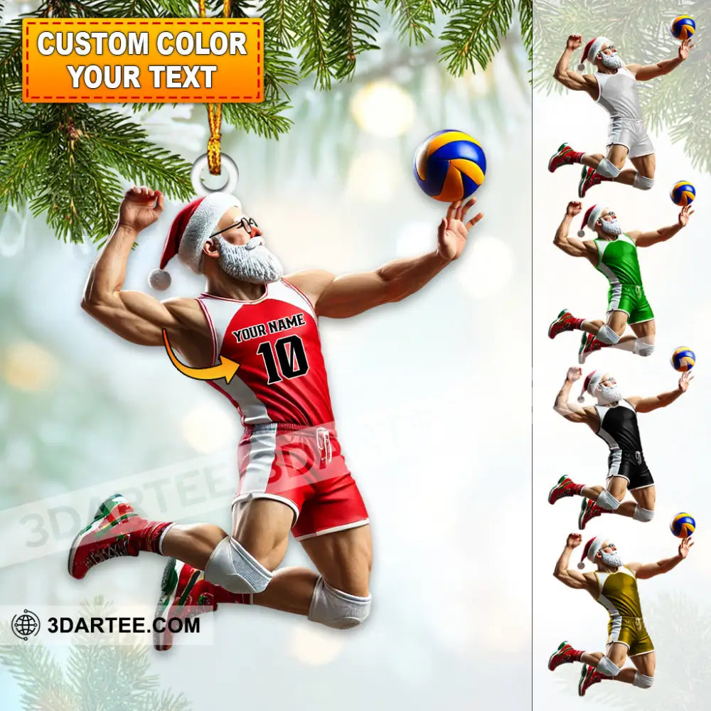 Custom Name Volleyball Santa Ornament Lover Christmas Gift