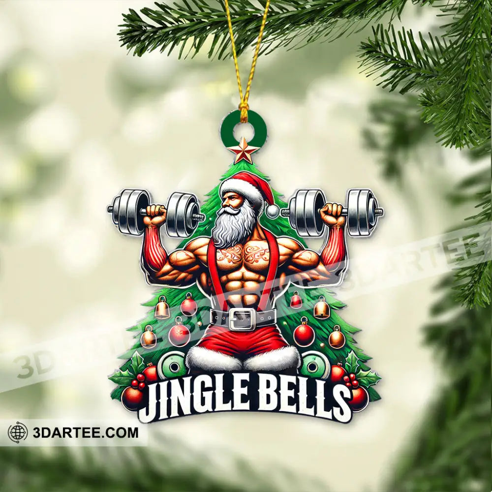 Custom Name Weightlifting Christmas Ornament Santa Christmas Gift 3.54’’ / 1 Pack Ornament