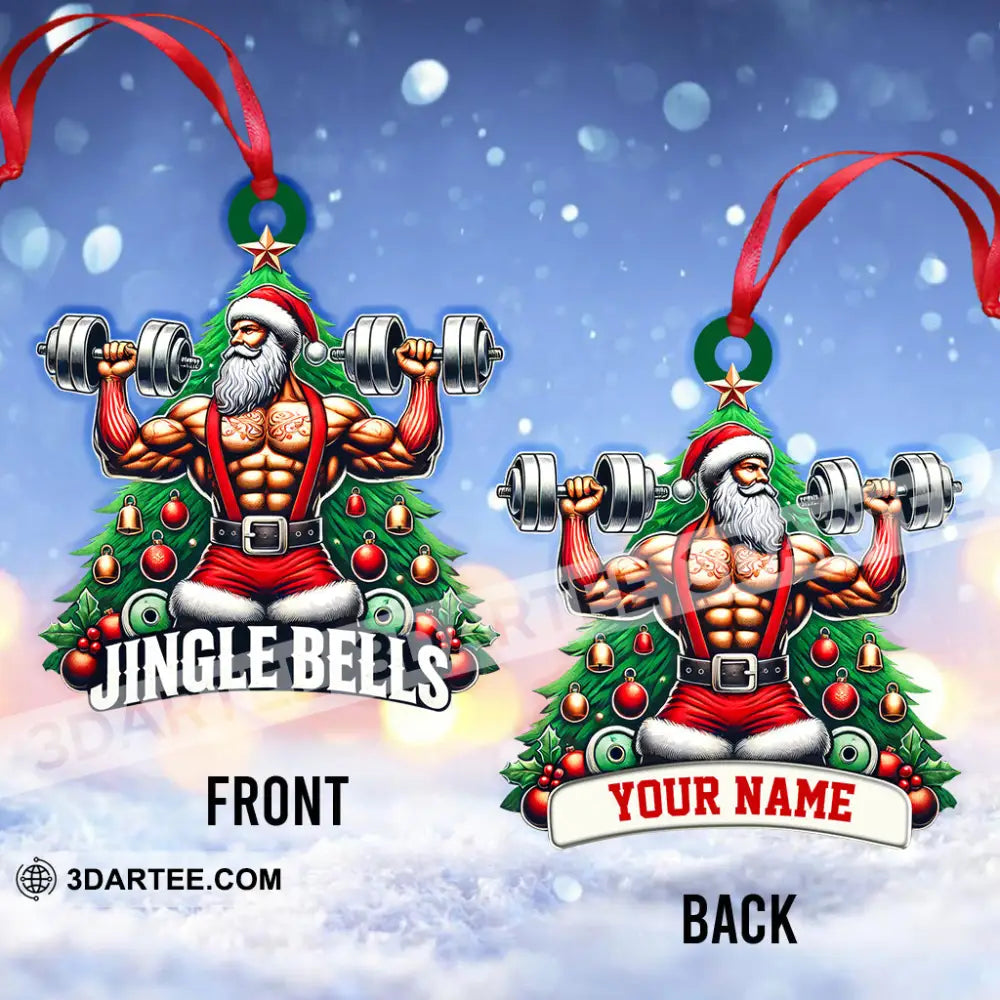 Custom Name Weightlifting Christmas Ornament Santa Gift