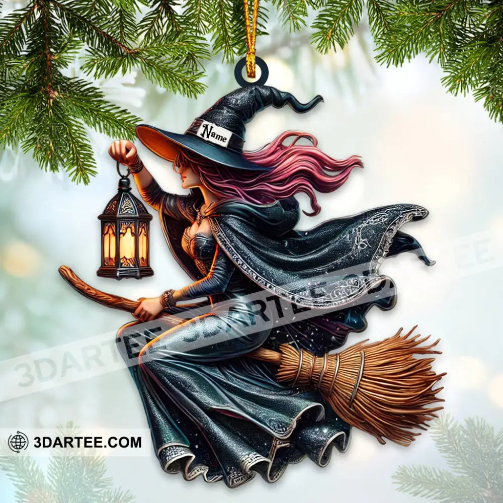 Custom Name Witch Ornament Happy Halloween Gift