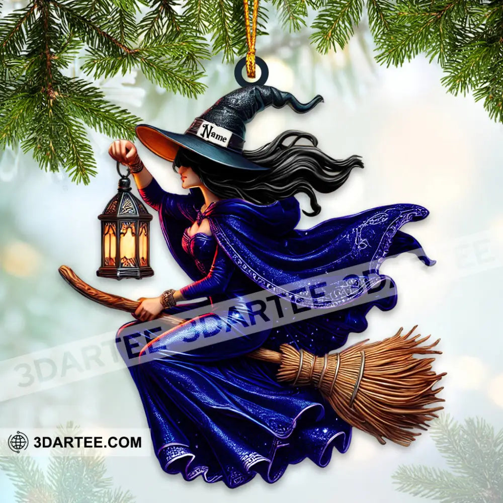 Custom Name Witch Ornament Happy Halloween Gift