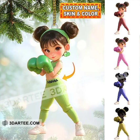 Custom Name Woman Boxing Ornament Christmas Gift