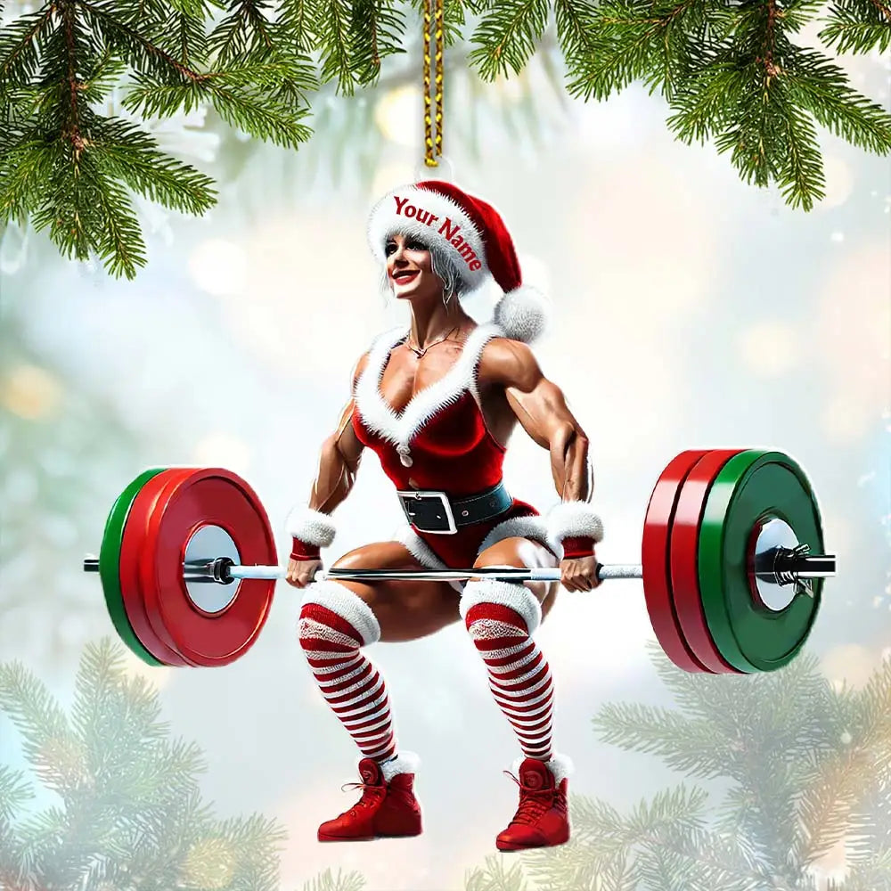 Custom Name Woman Gym Ornament Gymnastics Christmas Decoration 3.54’’ / 1