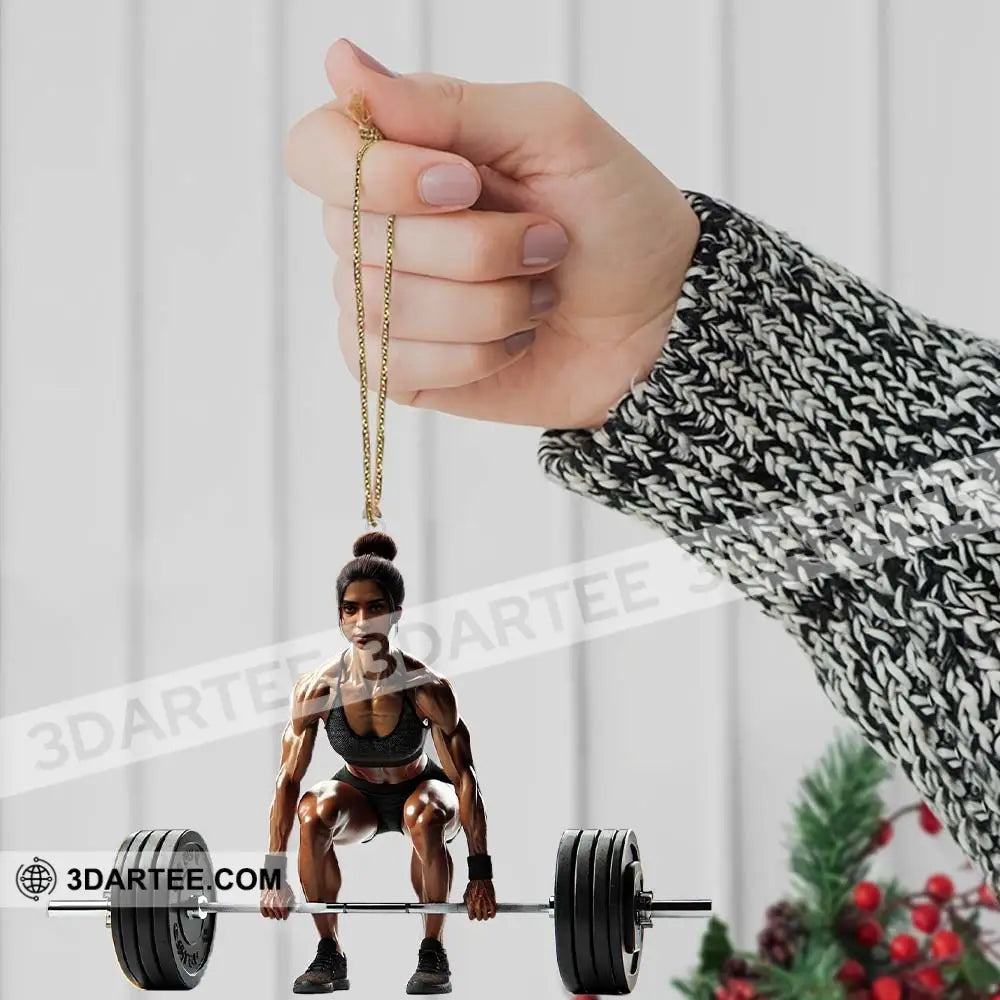 Custom Name Woman Gym Work Out Santa Ornament Gymnastics Christmas Gift