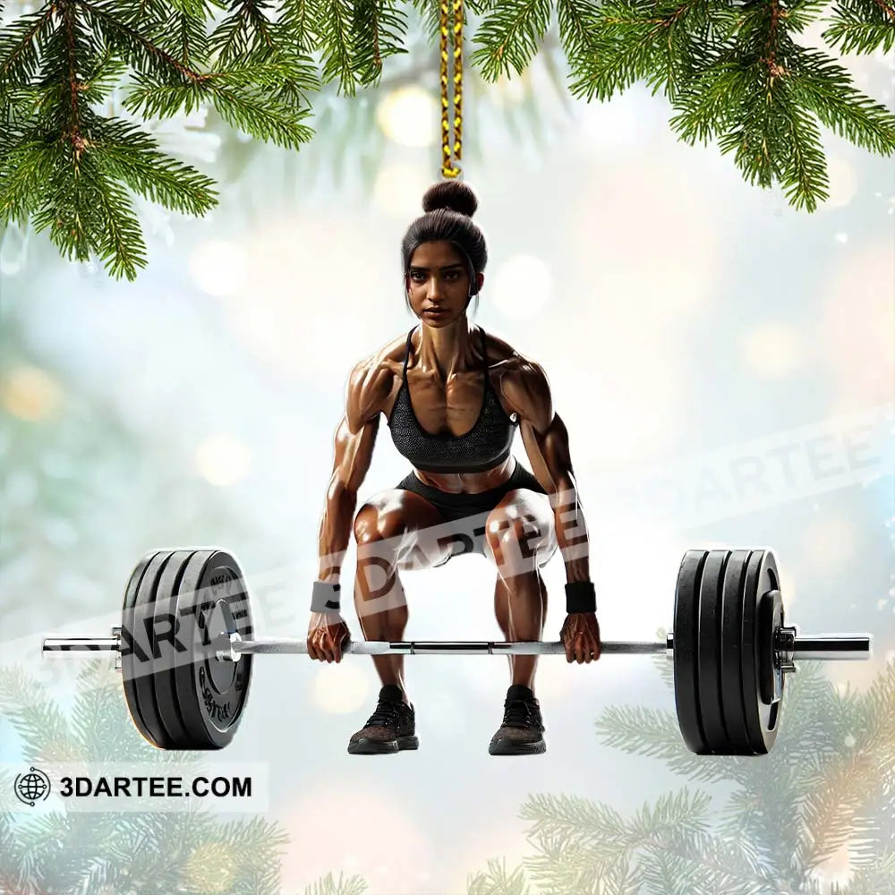 Custom Name Woman Gym Work Out Santa Ornament Gymnastics Christmas Gift 3.54’’ / 1