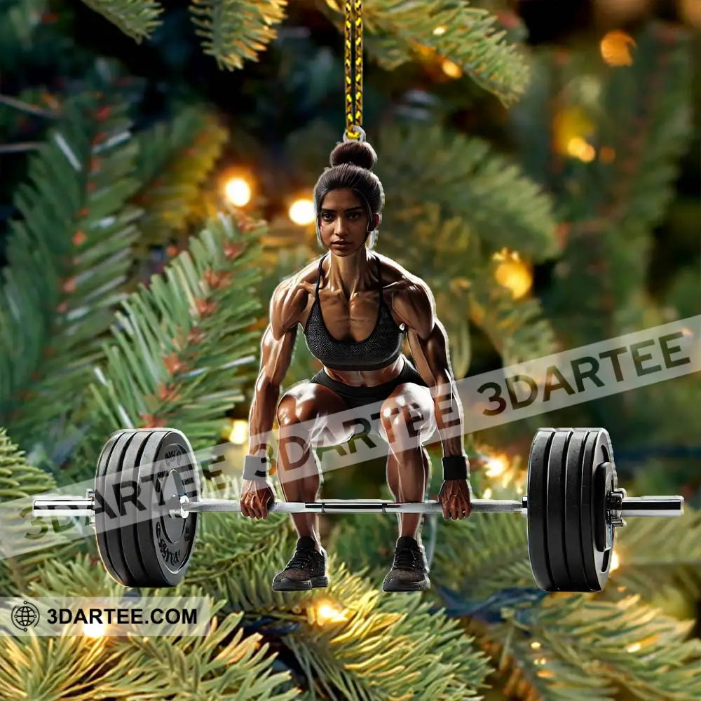 Custom Name Woman Gym Work Out Santa Ornament Gymnastics Christmas Gift