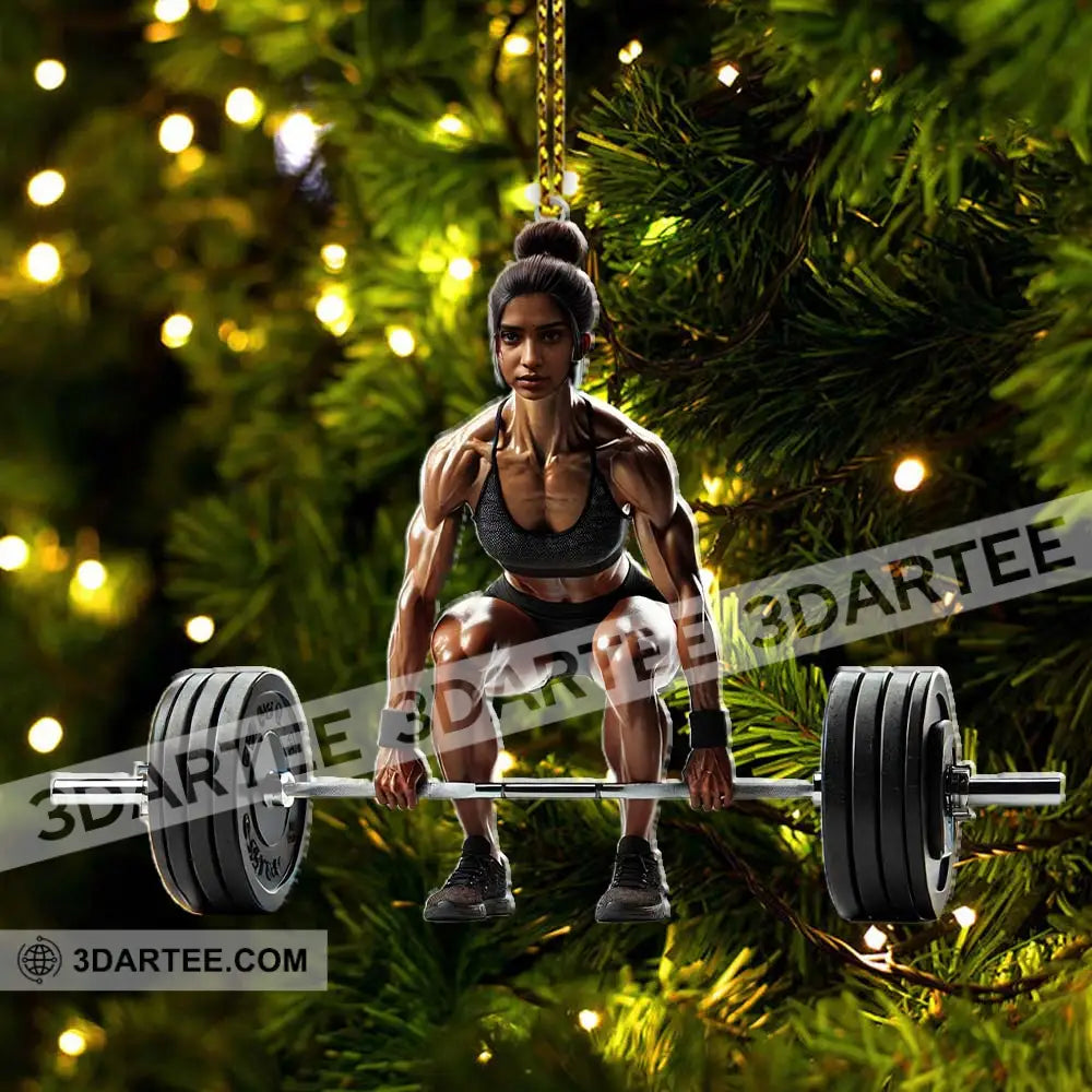 Custom Name Woman Gym Work Out Santa Ornament Gymnastics Christmas Gift