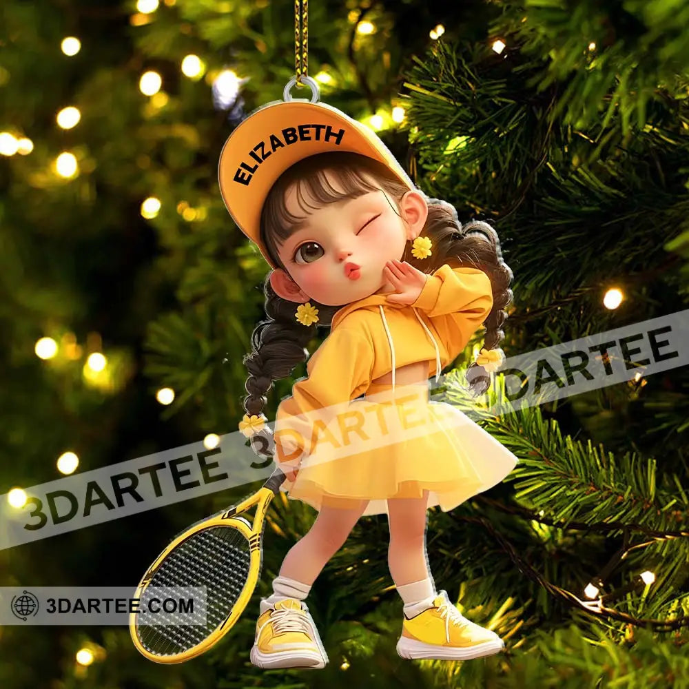 Custom Name Woman Tennis Ornament Christmas Gift