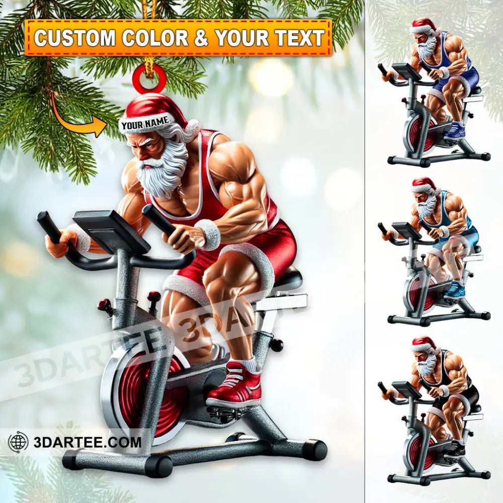 Custom Name Work Out Santa Ornament Gym Lover Christmas Gift