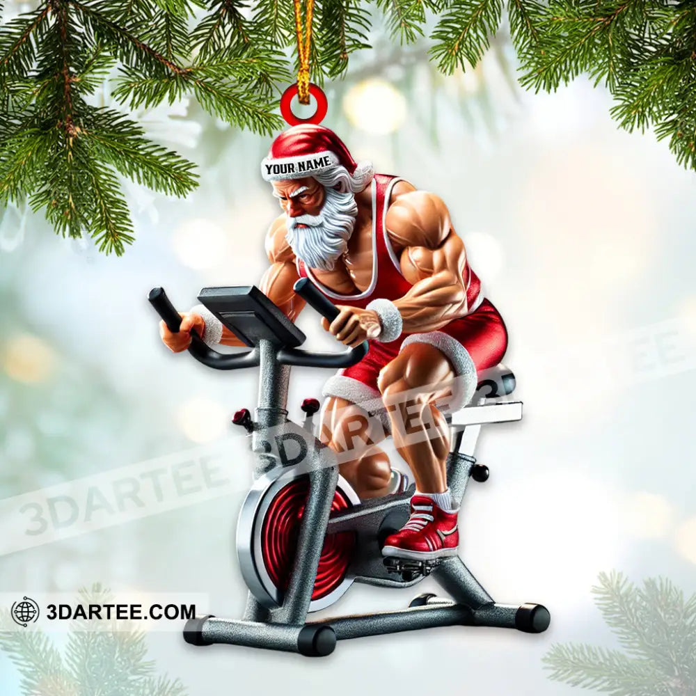 Custom Name Work Out Santa Ornament Gym Lover Christmas Gift