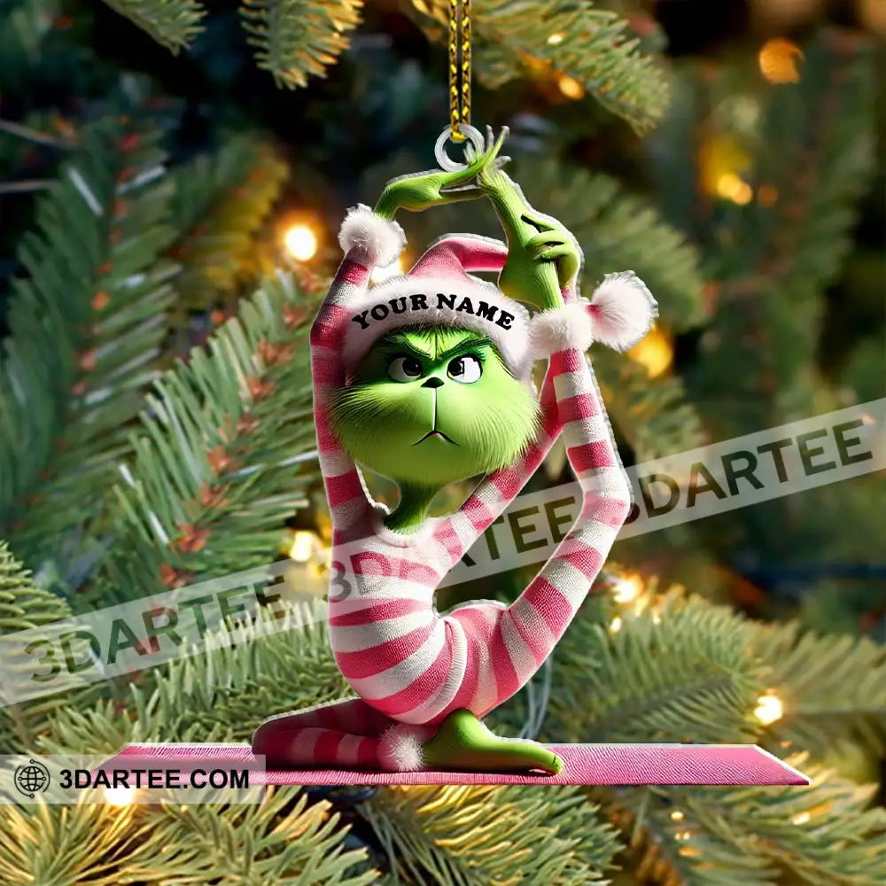 Custom Name Yoga Grinch Ornament Christmas Gift For Lover