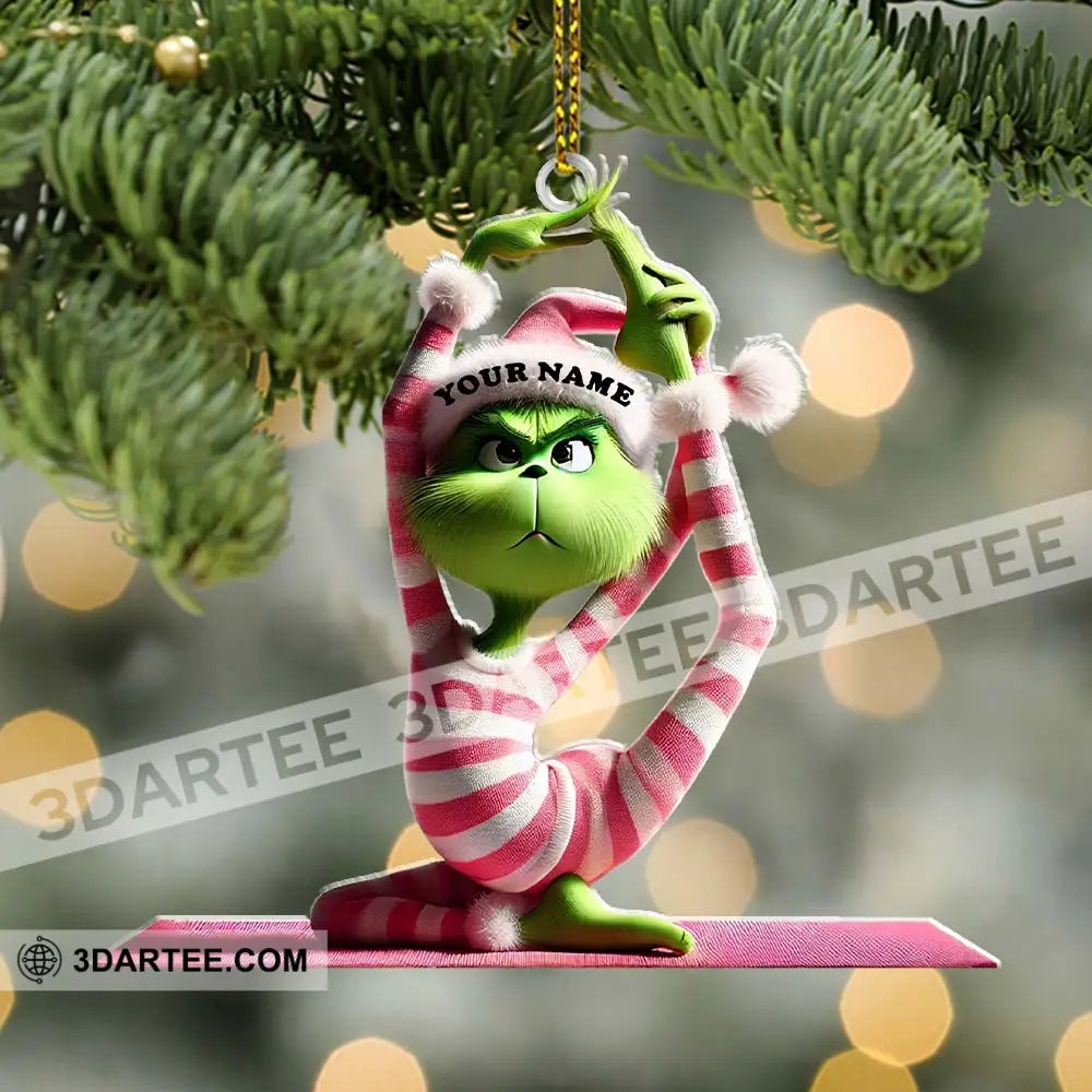 Custom Name Yoga Grinch Ornament Christmas Gift For Lover