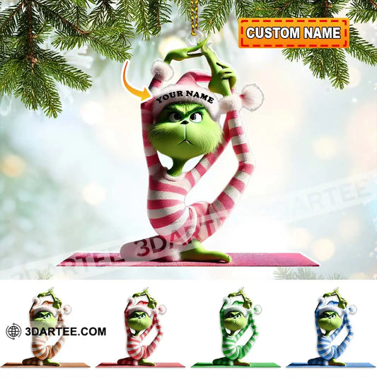 Custom Name Yoga Grinch Ornament Christmas Gift For Lover