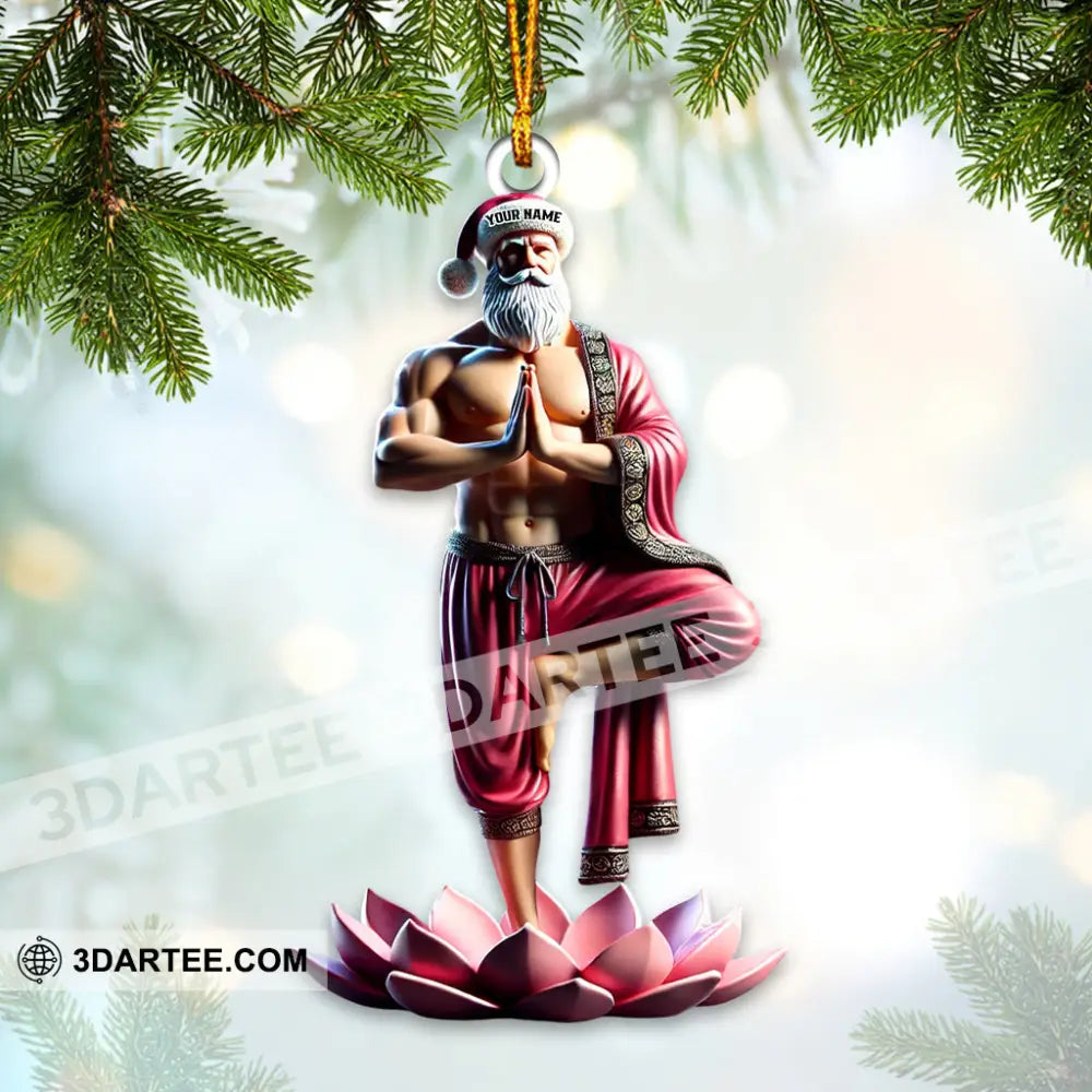 Custom Name Yoga Santa Ornament Yogi Christmas Gift 3.54’’ / 1