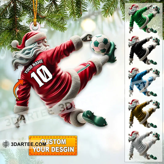 Custom Number Soccer Santa Ornament Christmas Gift