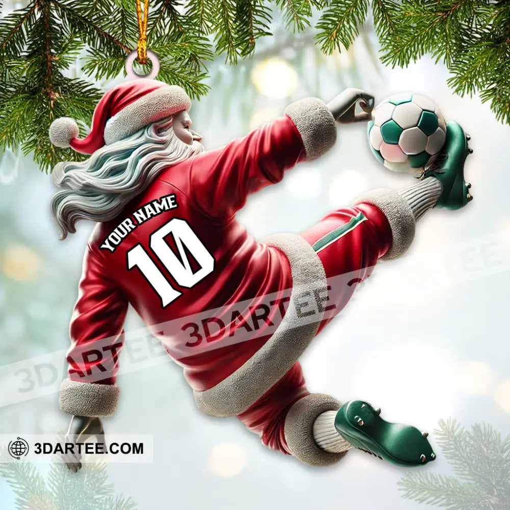 Custom Number Soccer Santa Ornament Christmas Gift 3.54’’ / 1