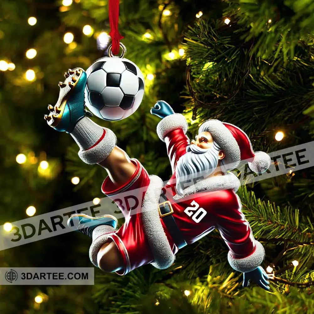 Custom Number Soccer Santa Ornament Christmas Gift 3.54’’ / 1