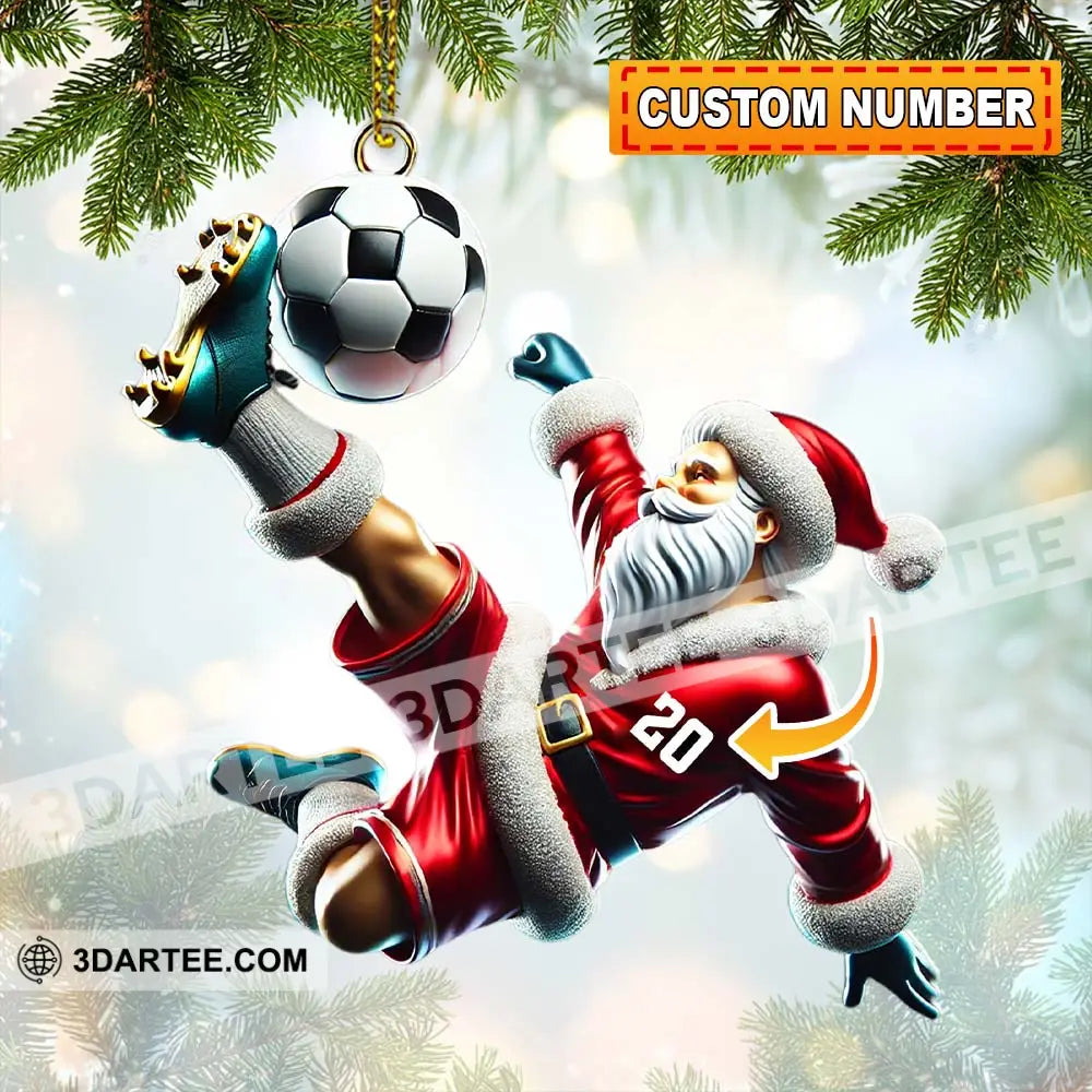 Custom Number Soccer Santa Ornament Christmas Gift