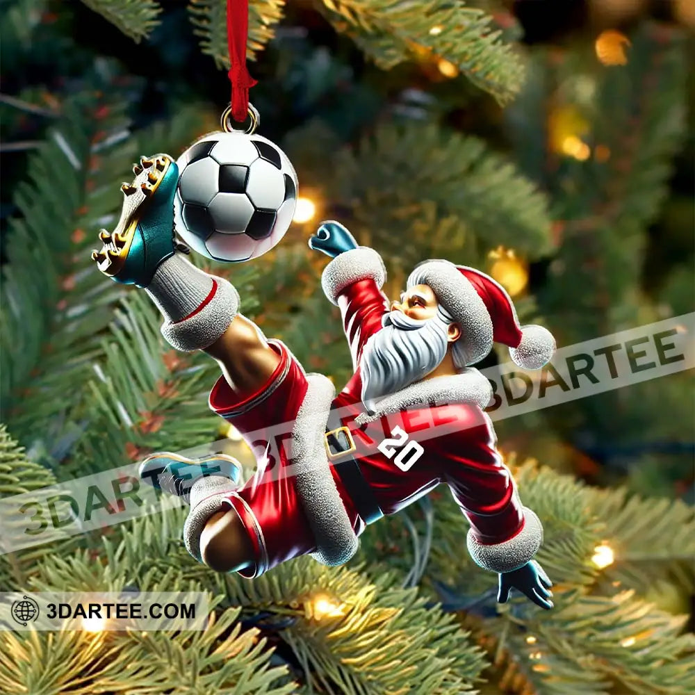 Custom Number Soccer Santa Ornament Christmas Gift