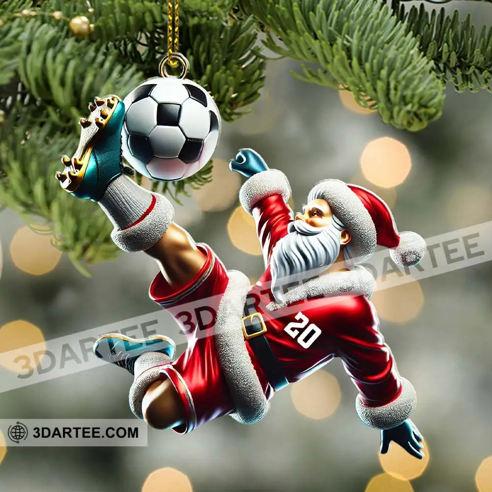 Custom Number Soccer Santa Ornament Christmas Gift