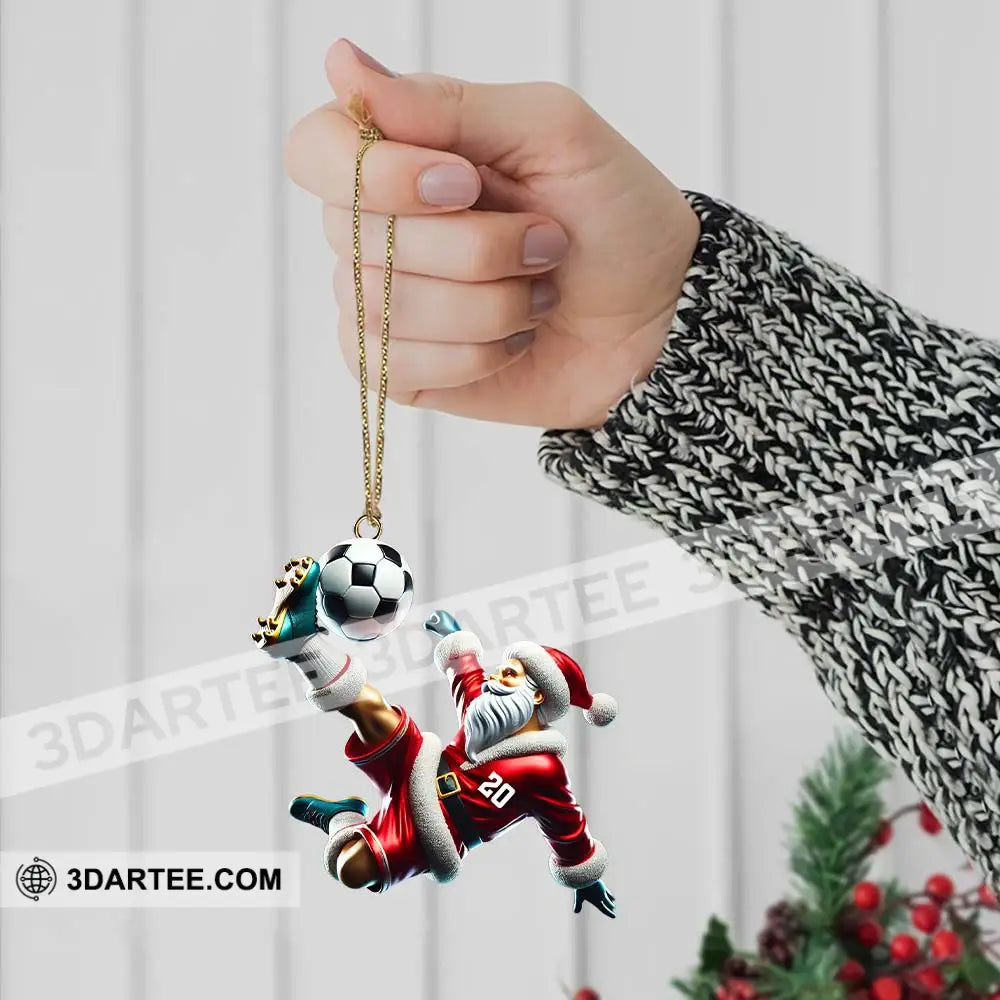 Custom Number Soccer Santa Ornament Christmas Gift