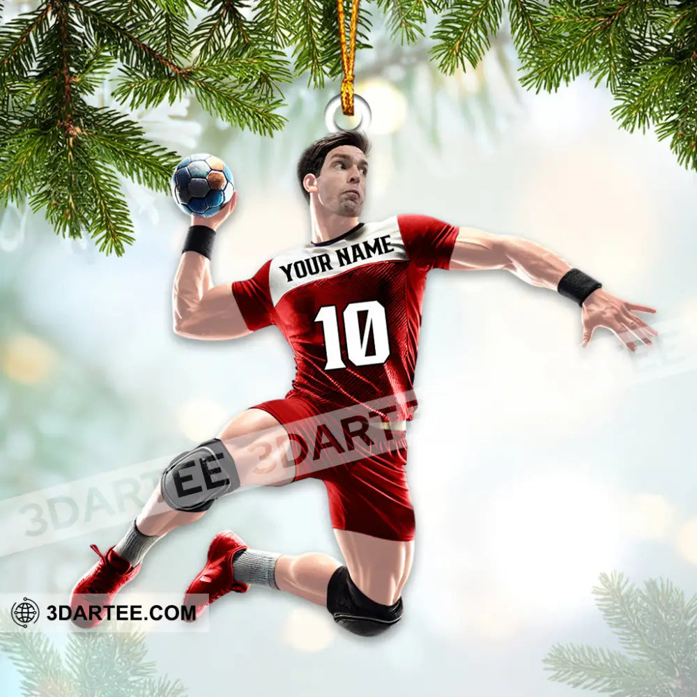 Custom Photo Name And Number Handball Ornament Christmas Gift Decoration 3.54’’ / 1