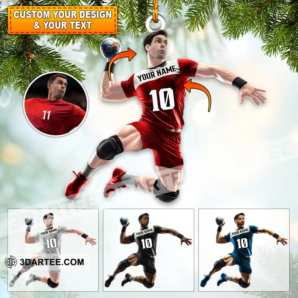 Custom Photo Name And Number Handball Ornament Christmas Gift Decoration