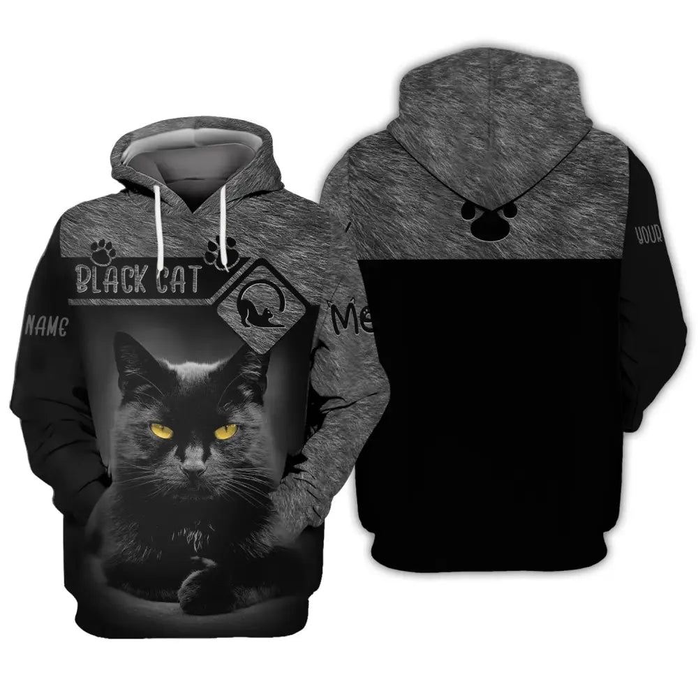 Custom Unisex Shirt Black Cat T-Shirt For Pet Lovers Hoodie / S