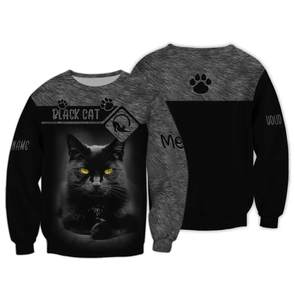 Custom Unisex Shirt Black Cat T-Shirt For Pet Lovers Long Sleeve / S