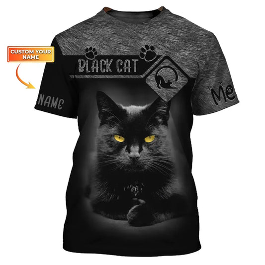 Custom Unisex Shirt Black Cat T-Shirt For Pet Lovers / S