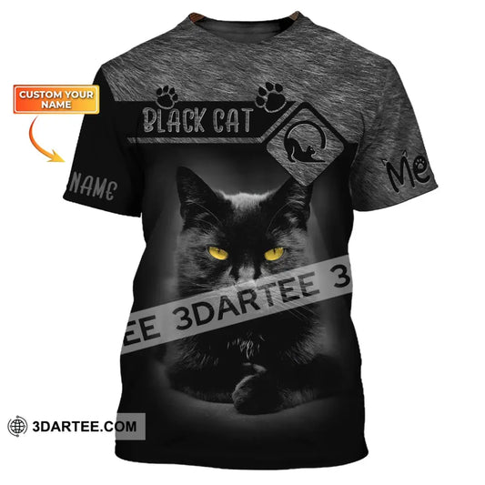 Custom Unisex Shirt Black Cat T-Shirt For Pet Lovers / S