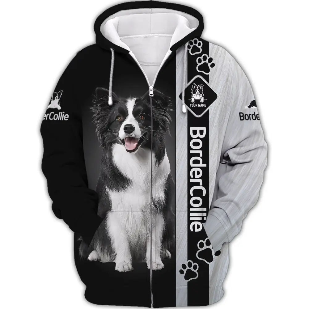 Custom Unisex Shirt Border Collie T-Shirt For Pet Lovers Zipper Hoodie / S