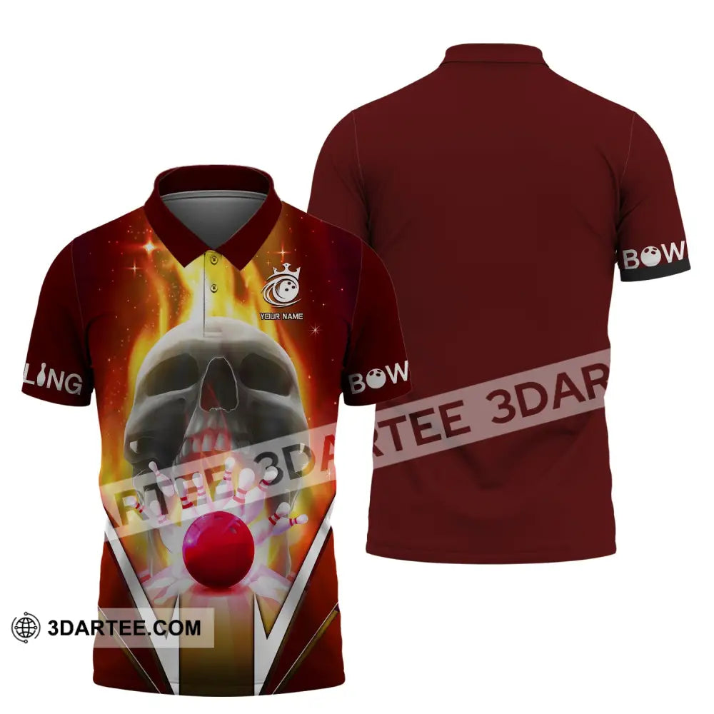 Custom Unisex Shirt Bowling Skull T-Shirt For Lovers Polo / S