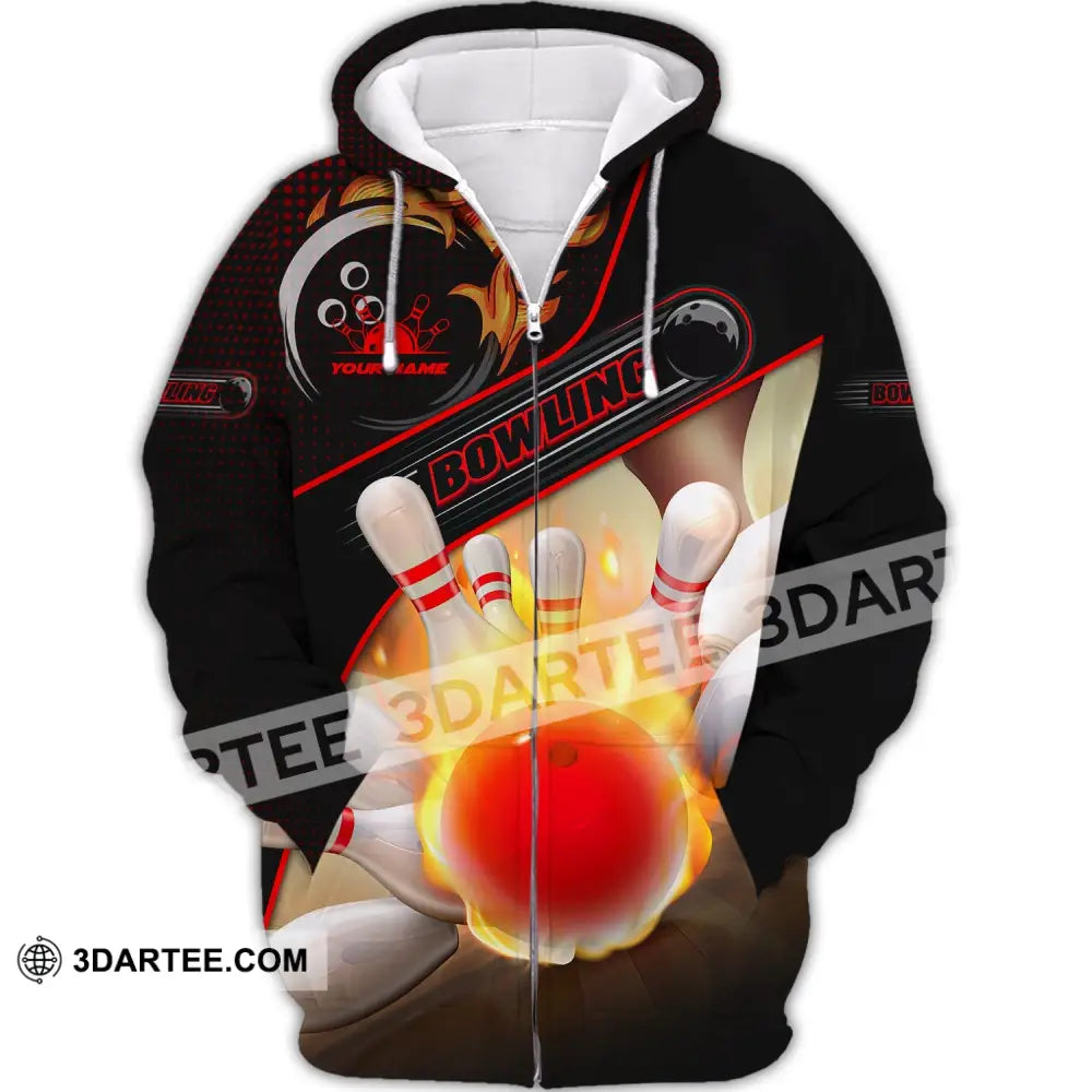 Custom Unisex Shirt Bowling T-Shirt For Lovers Zipper Hoodie / S