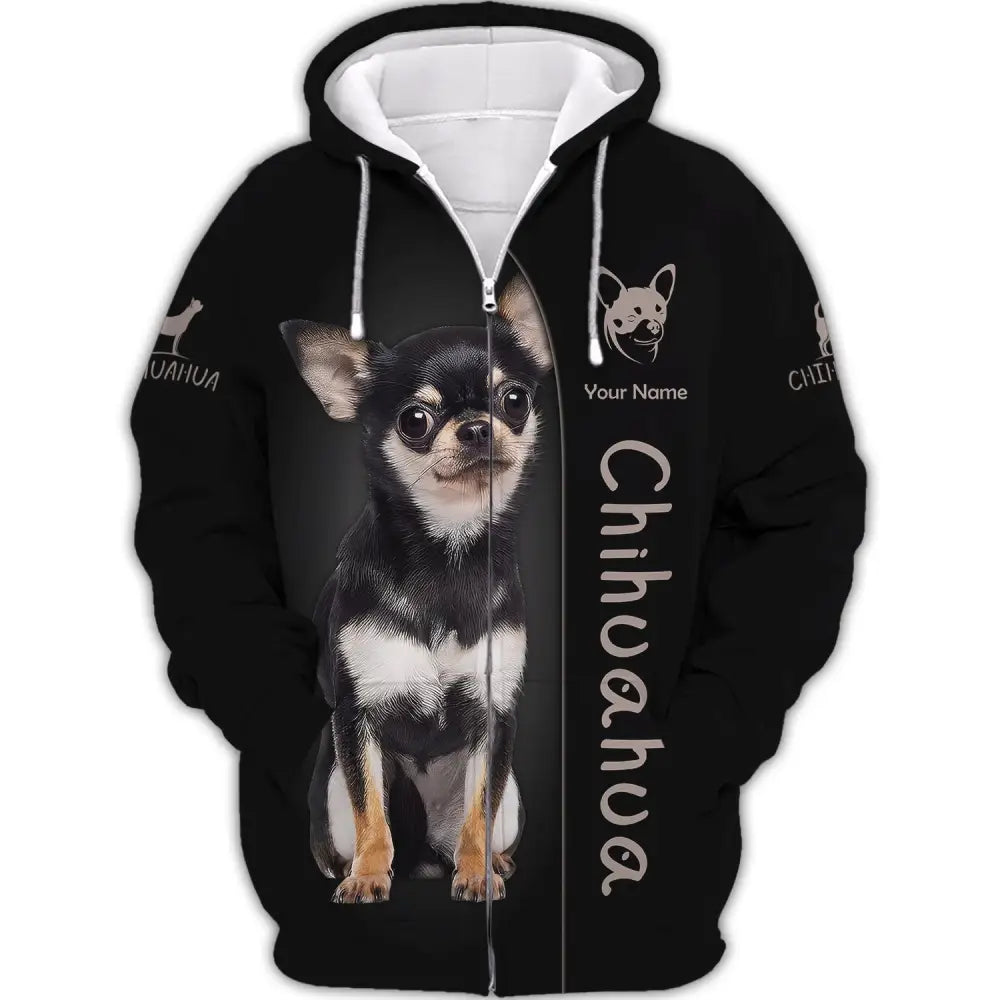 Custom Unisex Shirt Chihuahua T-Shirt For Pet Lovers Zipper Hoodie / S