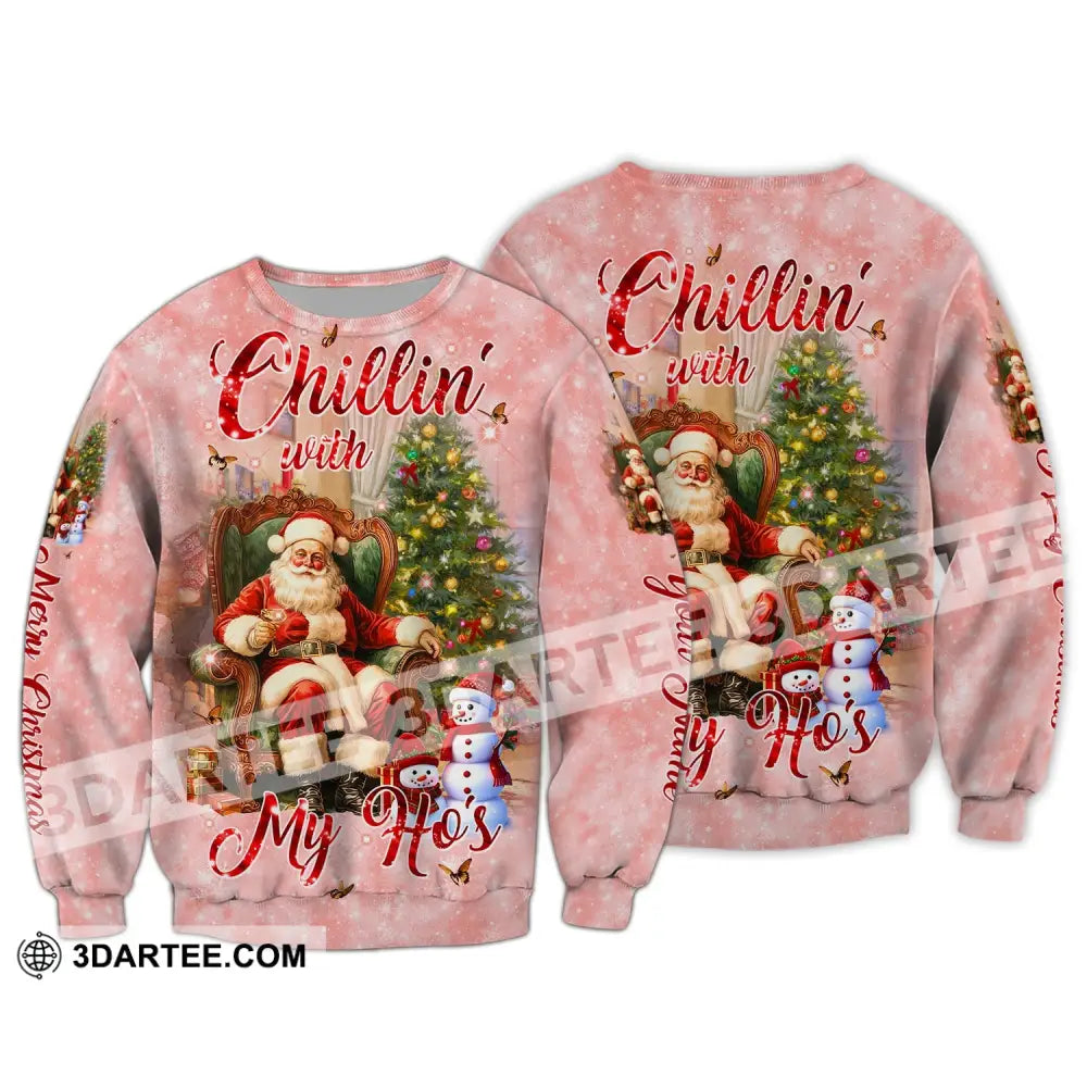 Custom Unisex Shirt Christmas Tree Santa Claus Snow Hoodie For Long Sleeve / S T-Shirt