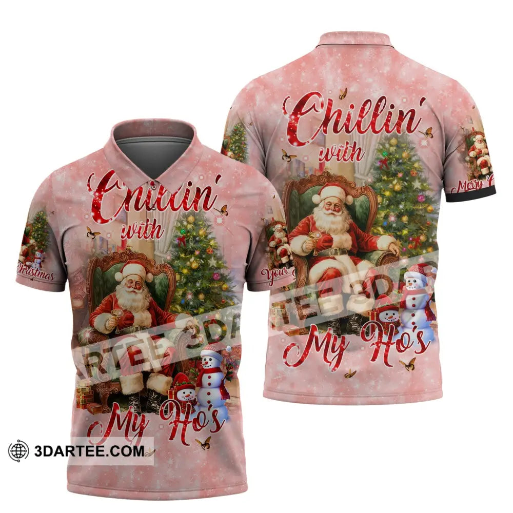 Custom Unisex Shirt Christmas Tree Santa Claus Snow Hoodie For Polo / S T-Shirt