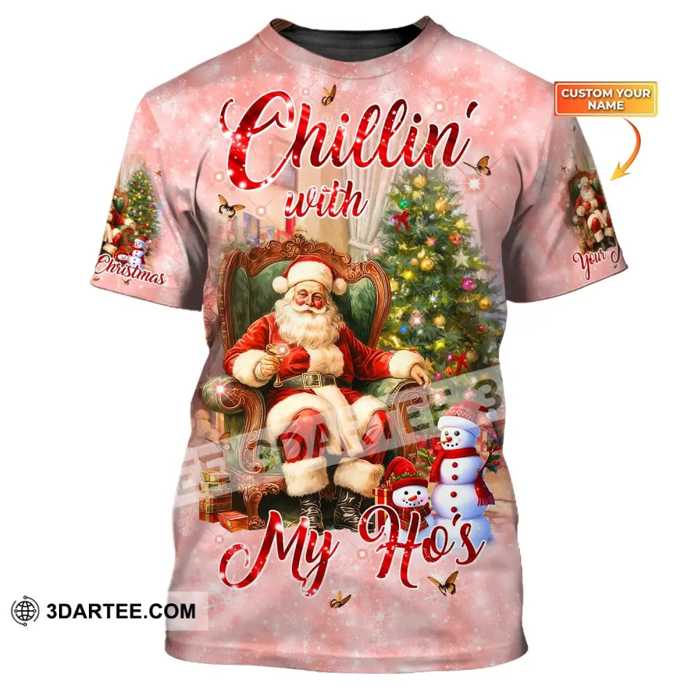 Custom Unisex Shirt Christmas Tree Santa Claus Snow Hoodie For T-Shirt / S