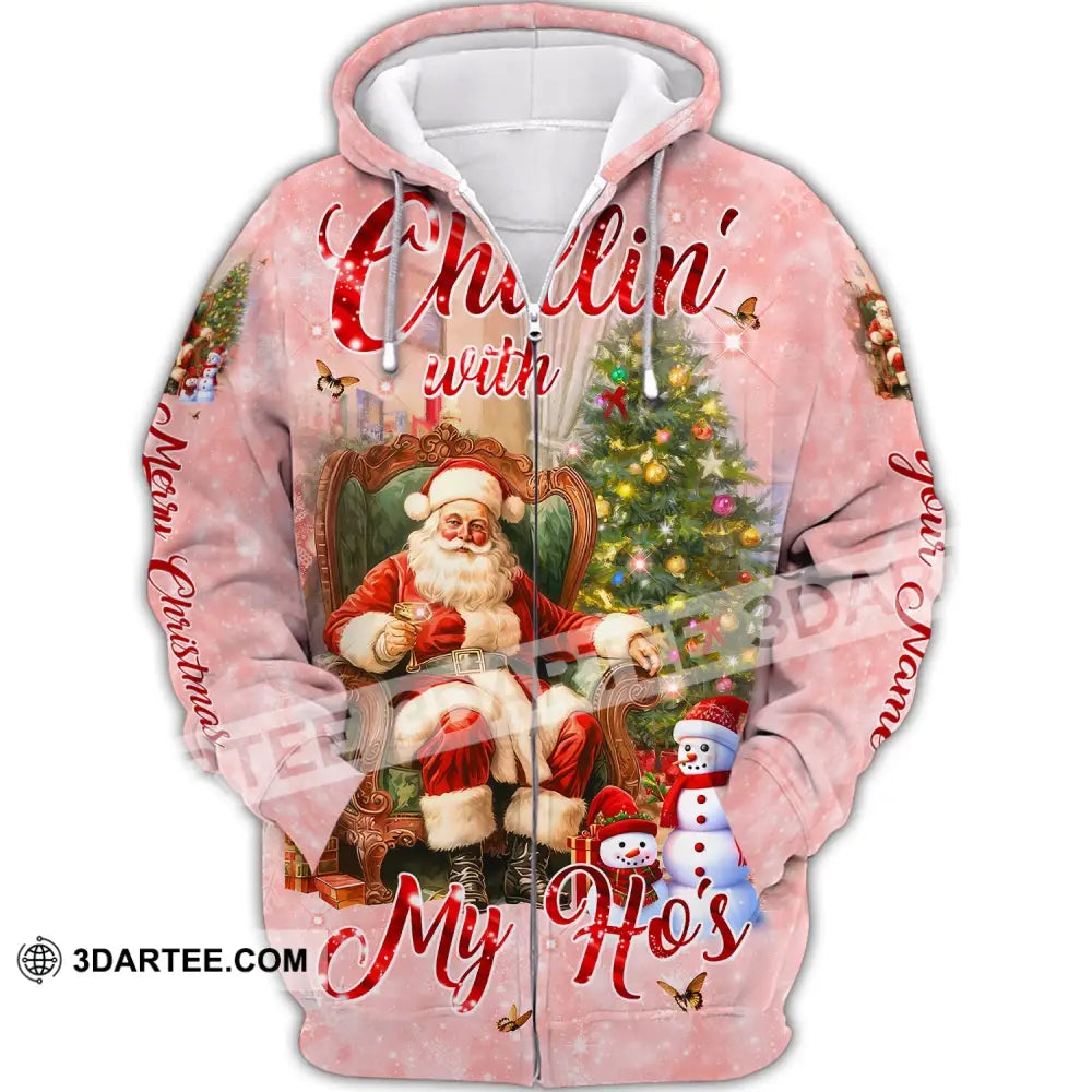 Custom Unisex Shirt Christmas Tree Santa Claus Snow Hoodie For Zipper / S T-Shirt