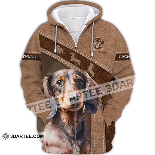 Custom Unisex Shirt Dachshund T-Shirt For Dog Lovers Zipper Hoodie / S